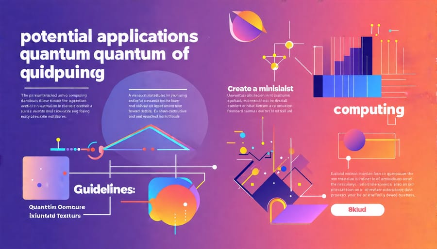 Illustration of quantum computing applications in various fields