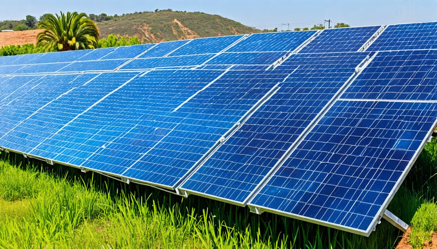 Solar photovoltaic panels providing electricity for a reverse osmosis water desalination process