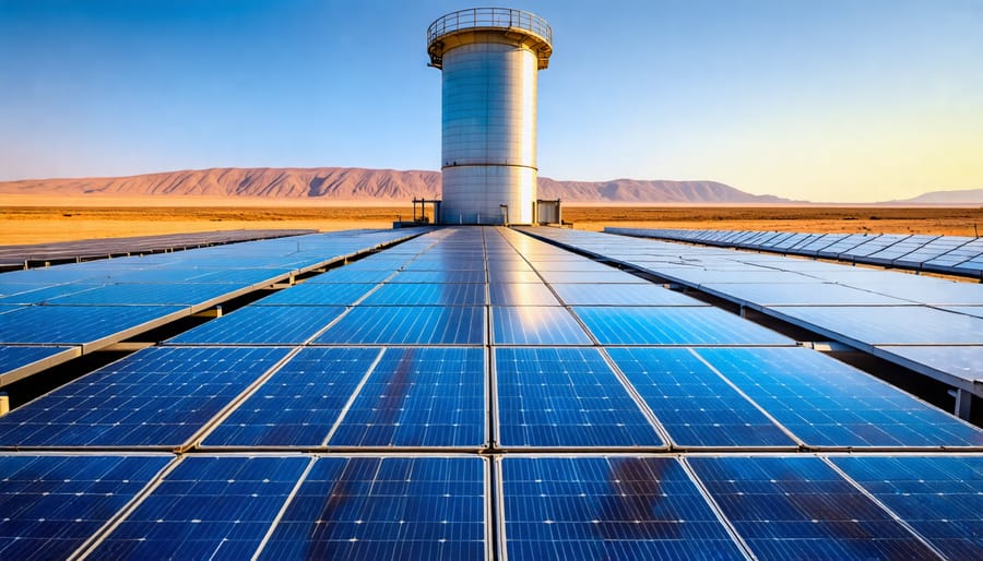 Concentrated solar power used in a solar thermal desalination facility