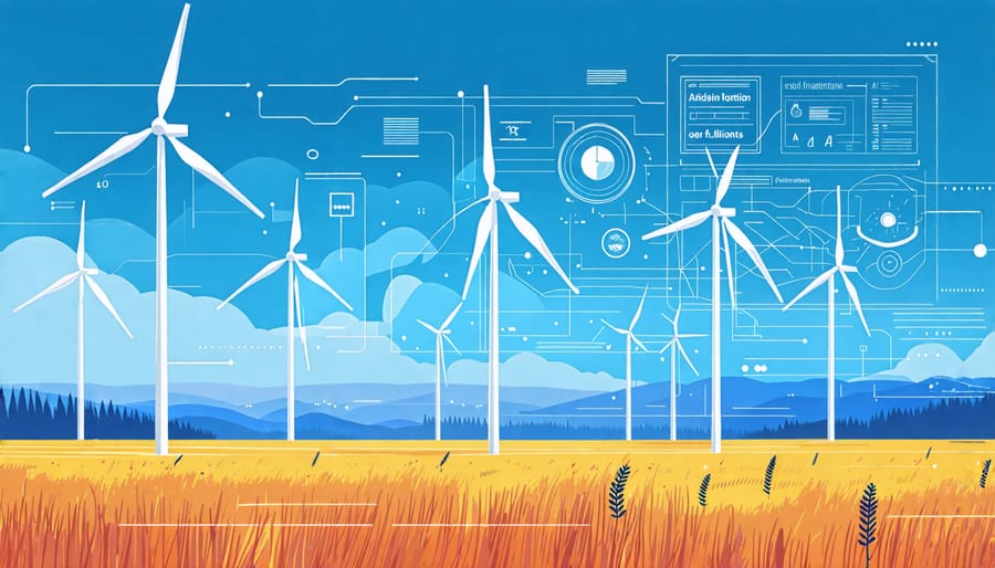 AI system monitoring and optimizing wind turbine performance in real-time