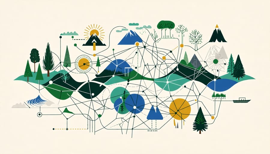 Diagram depicting the relationship between the biosphere and climate change.