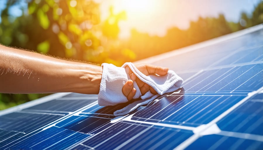 Cleaning a solar panel to ensure maximum light absorption