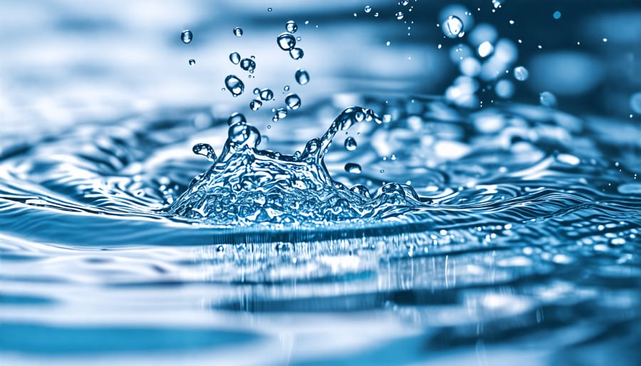 Close-up view of water simmering with small bubbles and gentle movement.