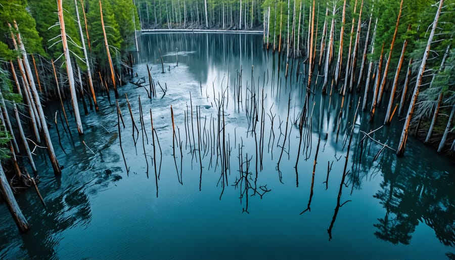 Deforestation and habitat loss caused by flooding land for a hydroelectric reservoir