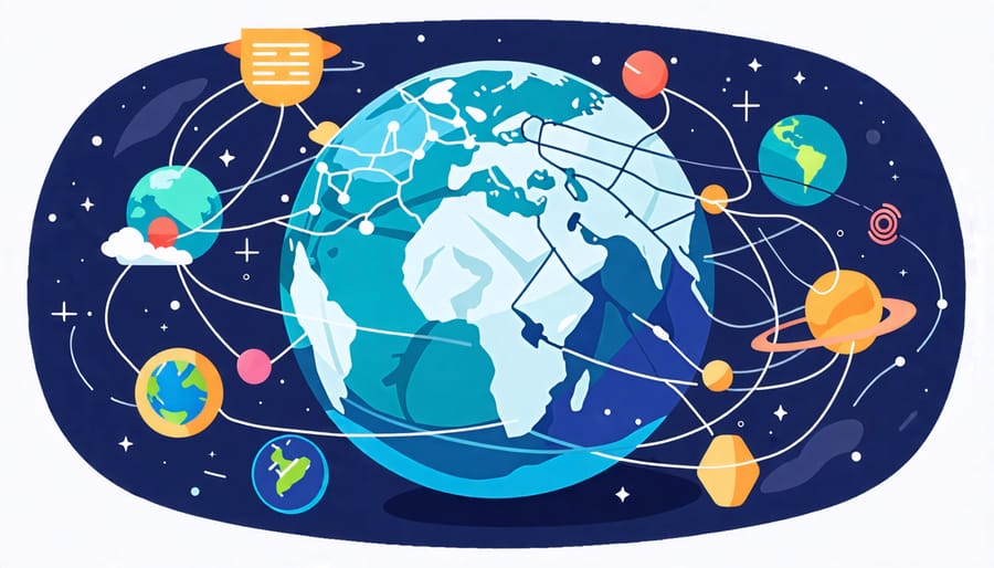 Diagram illustrating the interconnected systems within Earth System Science.