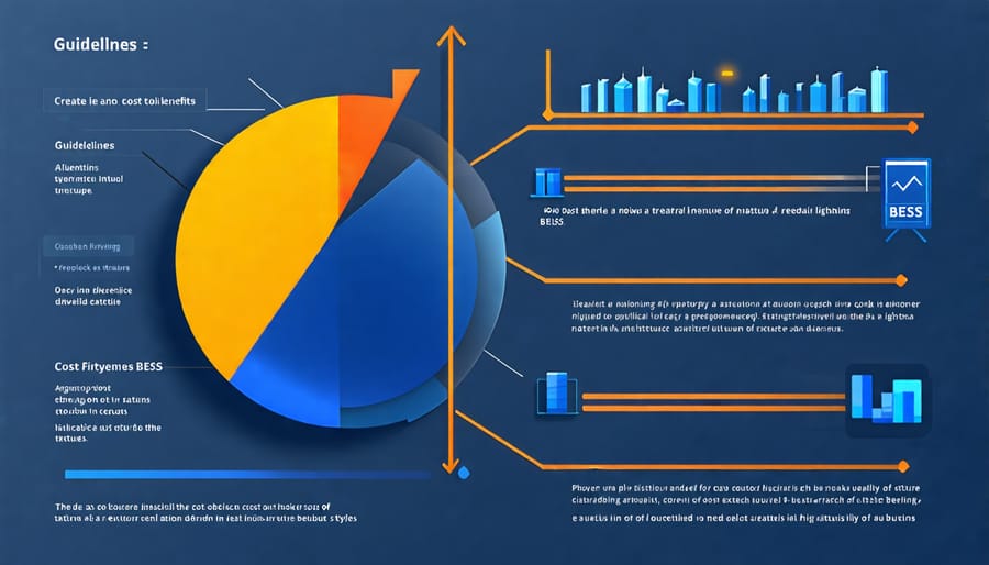 Graphical representation of economic trends and savings through battery energy storage systems