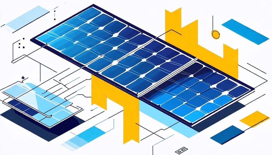 Infographic depicting materials and technologies impacting the efficiency of solar panels