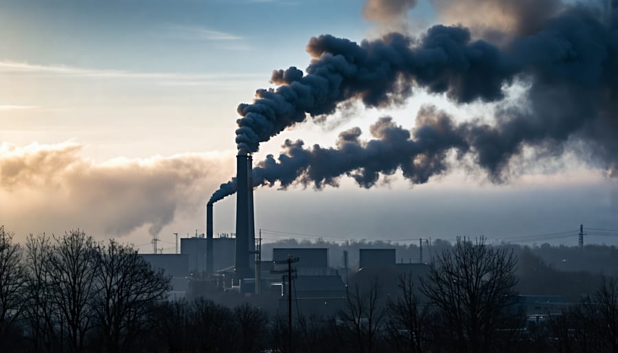 Industrial smokestacks emitting air pollution