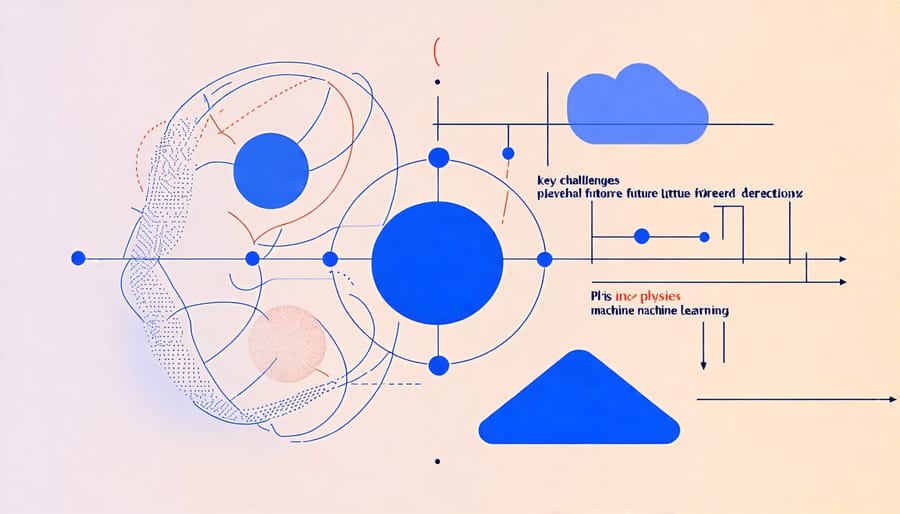 Diagram showing challenges and future of physics-informed machine learning.