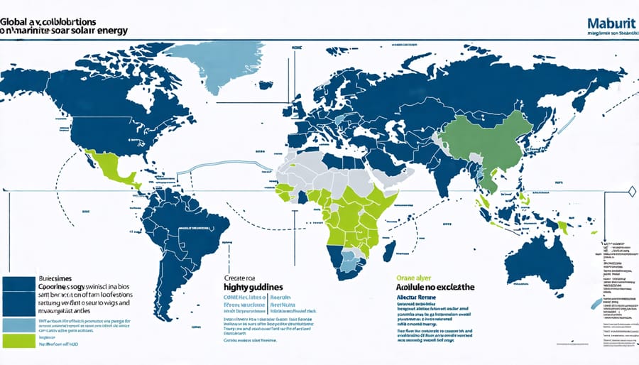 Map indicating global research and collaborations in marine solar energy development