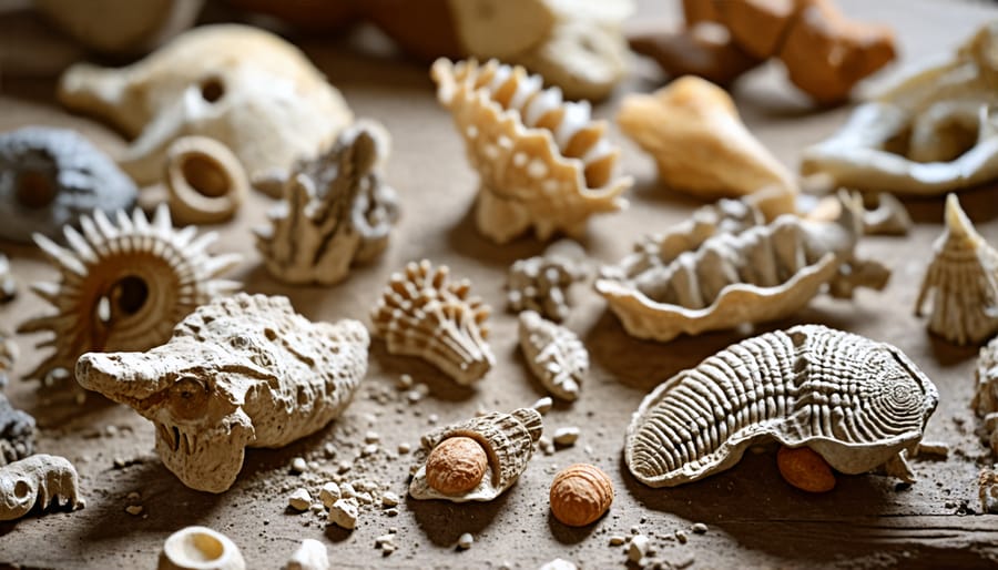 Assorted fossils from recent discoveries, showcasing various prehistoric creatures