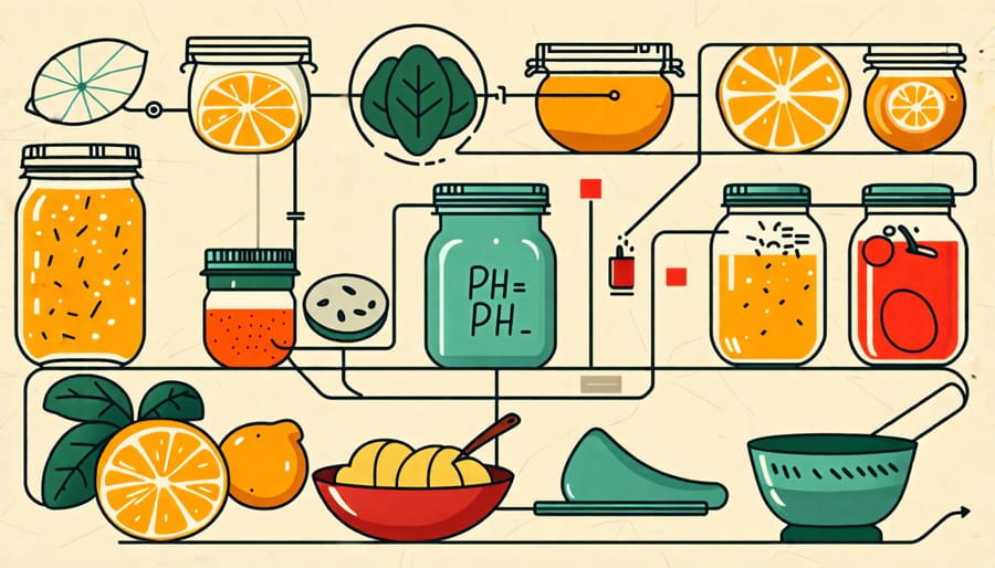 Diagram showing how pH impacts baking and pickling processes