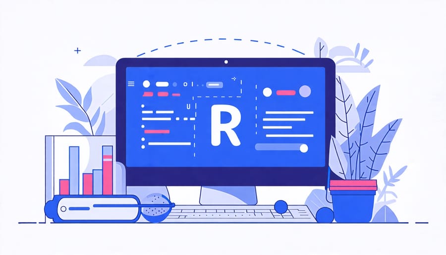 R programming interface displaying graphs and scientific data analysis tools