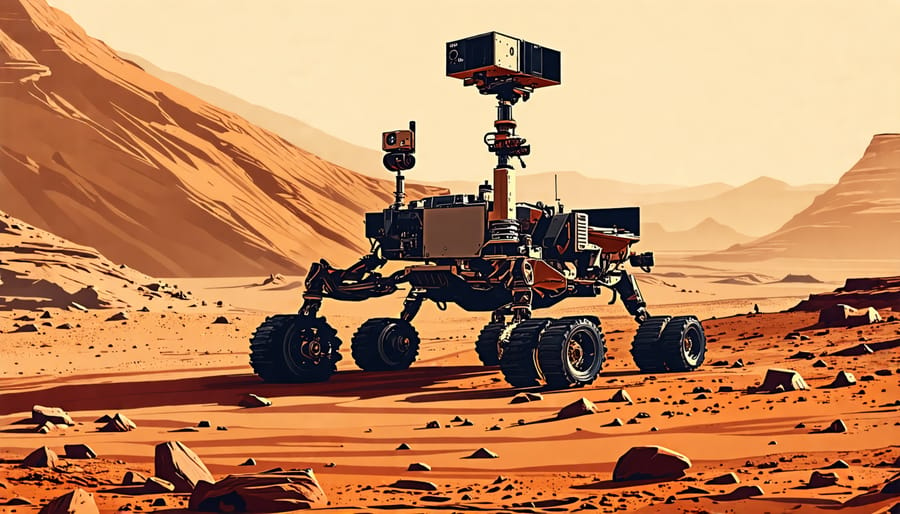 Mars rover using AI vision to explore and analyze the planet's surface